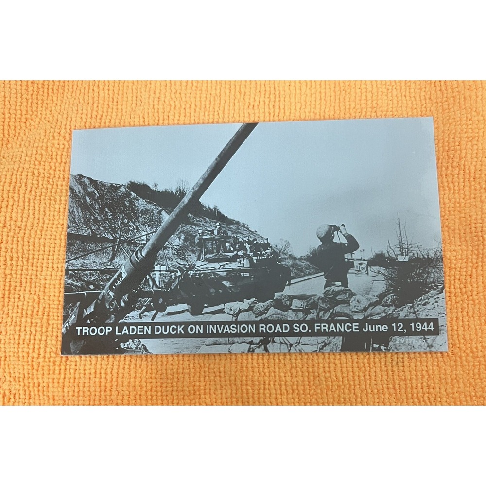 Vtg Postcard WW2 Troop Laden Duck On Invasion Road So France June‎ 1944 Unused